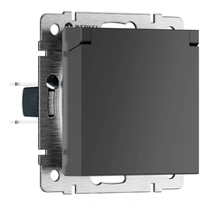 Изображение Розетка влагозащищенная с заземлением с крышкой и шторками IP44 (графит матовый) W1171264